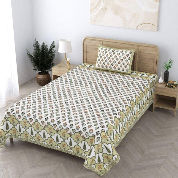 Buy Kathika Ethinc Printed Bedsheet - Green Bedsheets from Vaaree