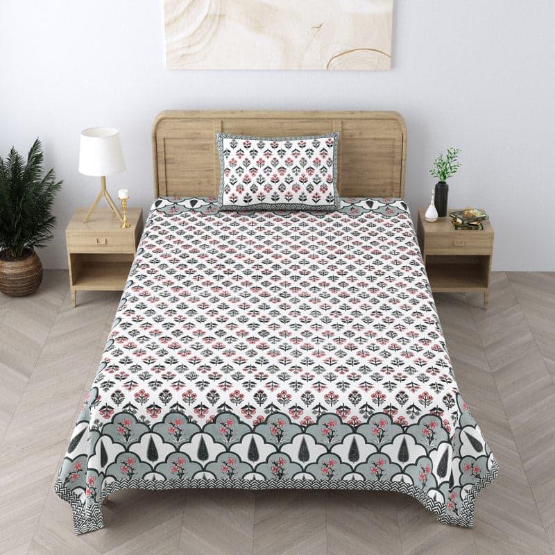 Bedsheets - Kathika Ethinc Printed Bedsheet - Grey