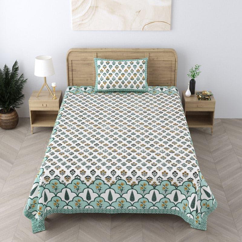 Buy Kathika Ethinc Printed Bedsheet - Sea Green Bedsheets from Vaaree