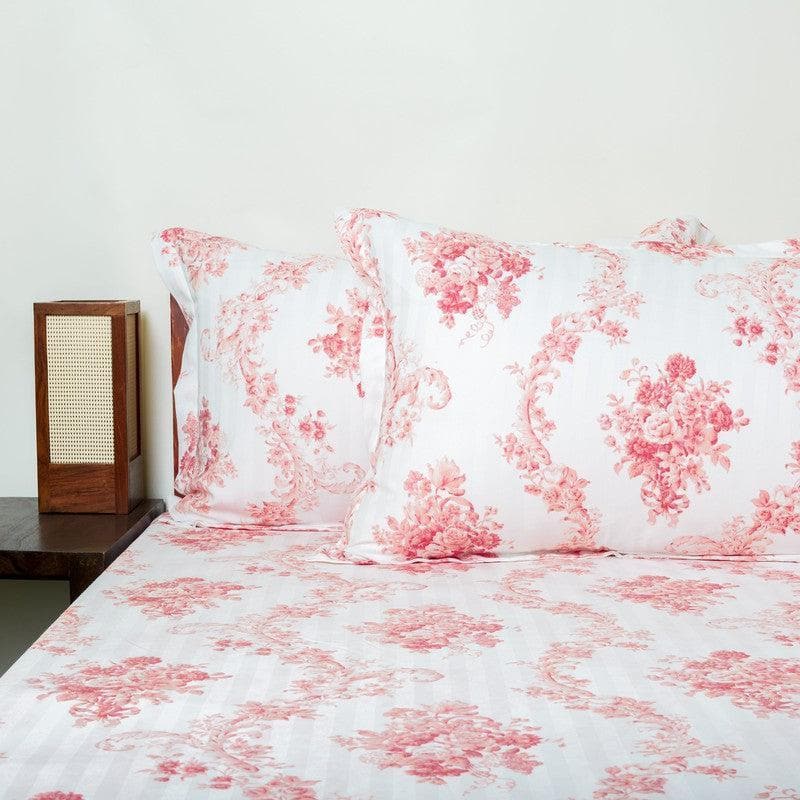 Buy Kaureena Printed Bedsheet - White & Coral Bedsheets from Vaaree