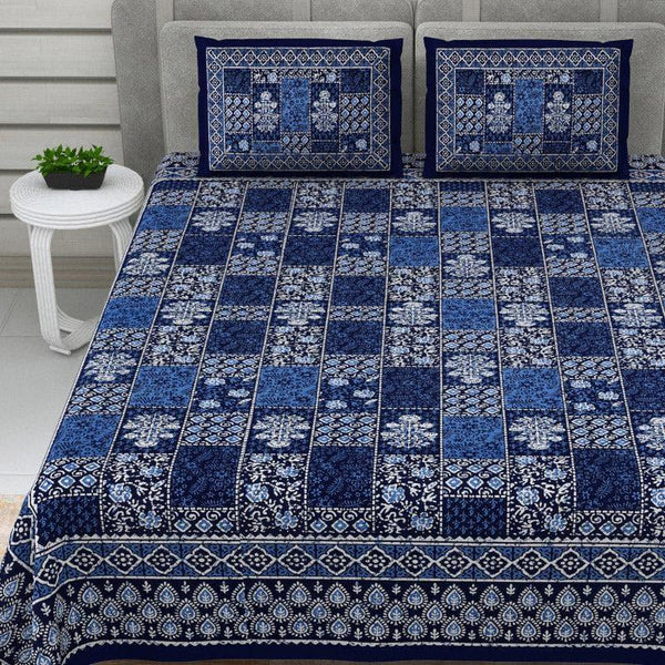 Bedsheets - Kavyaa Printed Bedsheet - Blue