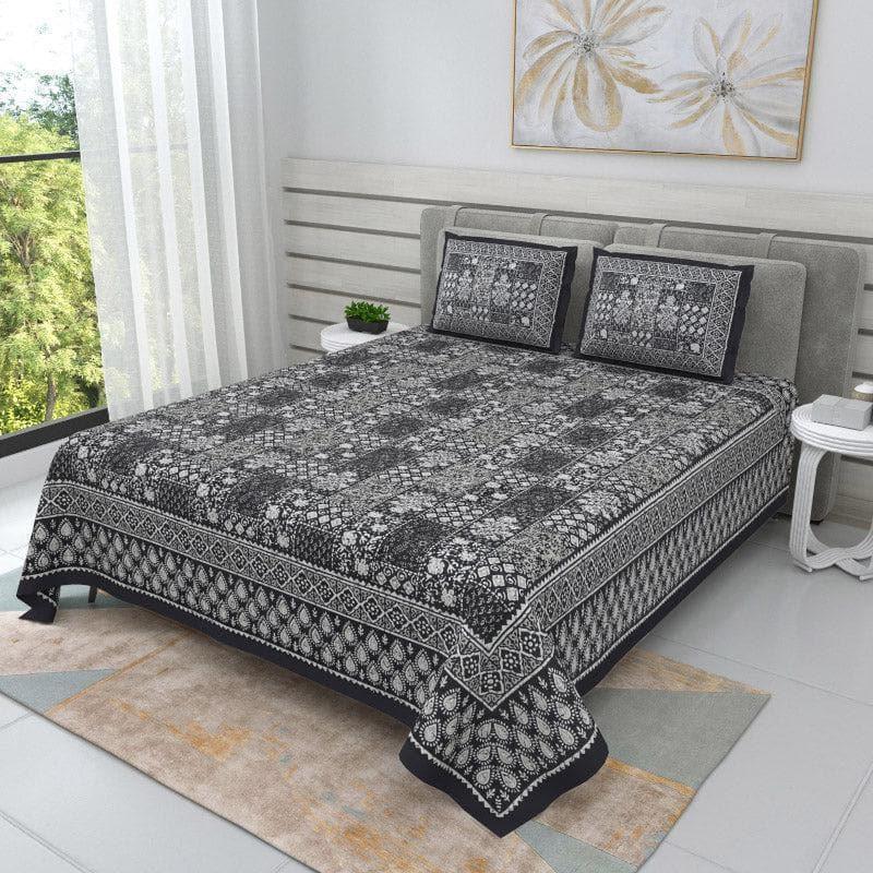 Bedsheets - Kavyaa Printed Bedsheet - Grey