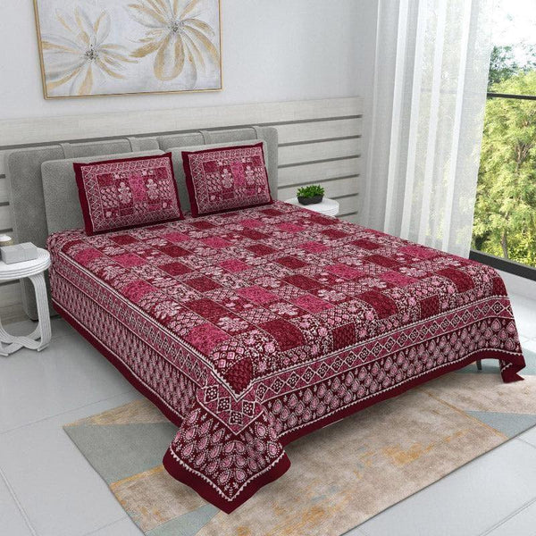 Buy Kavyaa Printed Bedsheet - Maroon Bedsheets from Vaaree