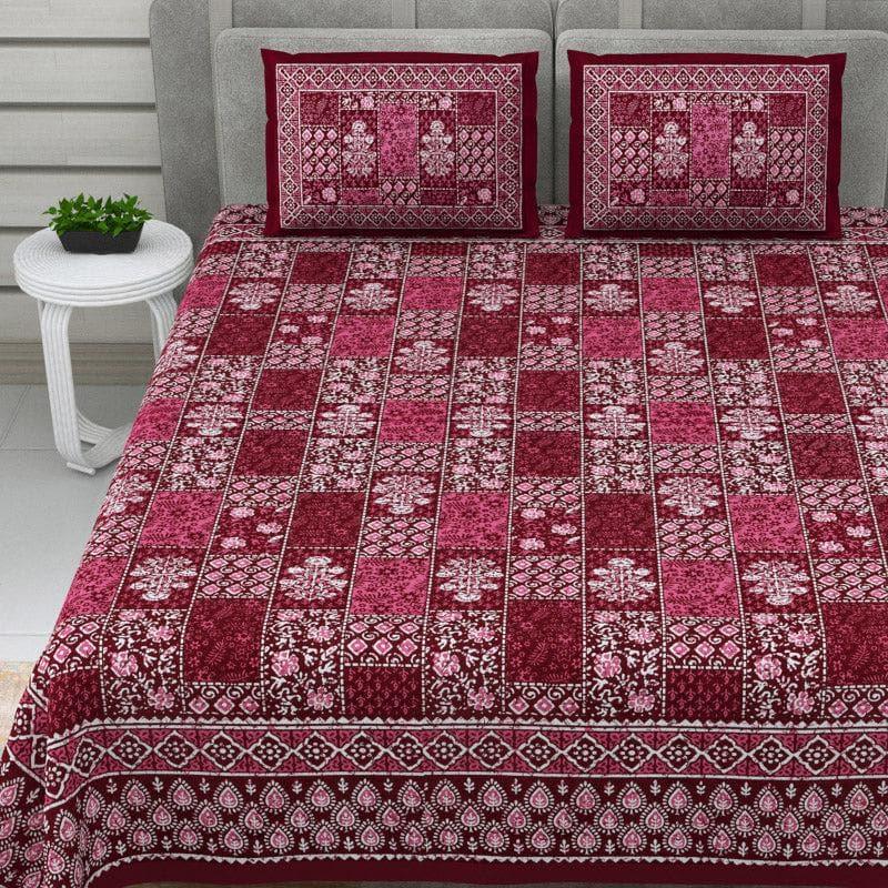 Buy Kavyaa Printed Bedsheet - Maroon Bedsheets from Vaaree