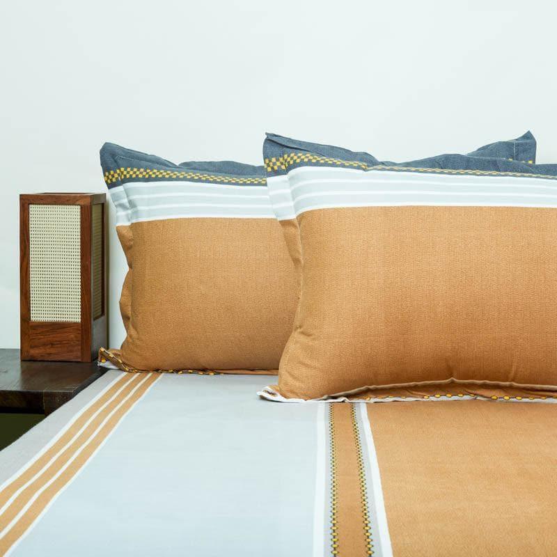 Bedsheets - Kaya Striped Bedsheet - Brown