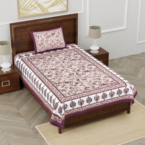 Buy Bedsheets - Keziah Floral Printed Bedsheet - Maroon at Vaaree online