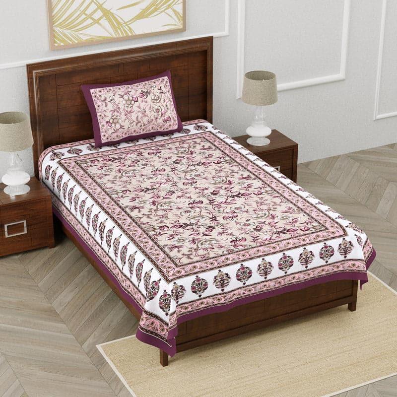 Buy Keziah Floral Printed Bedsheet - Maroon Bedsheets from Vaaree