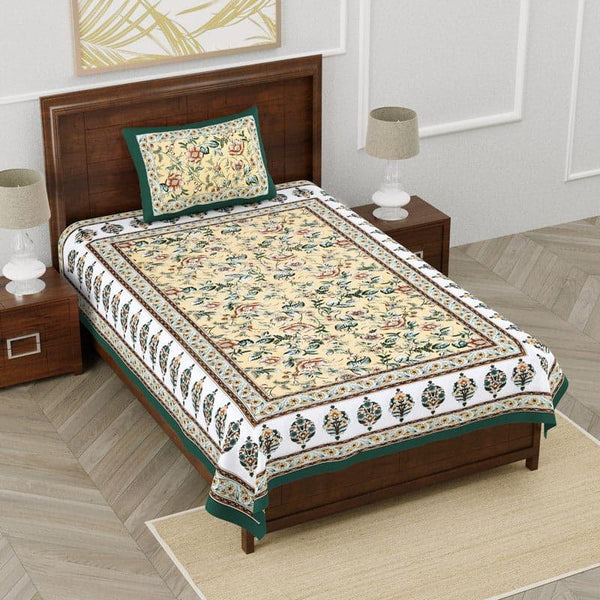 Buy Bedsheets - Keziah Floral Printed Bedsheet - Yellow at Vaaree online