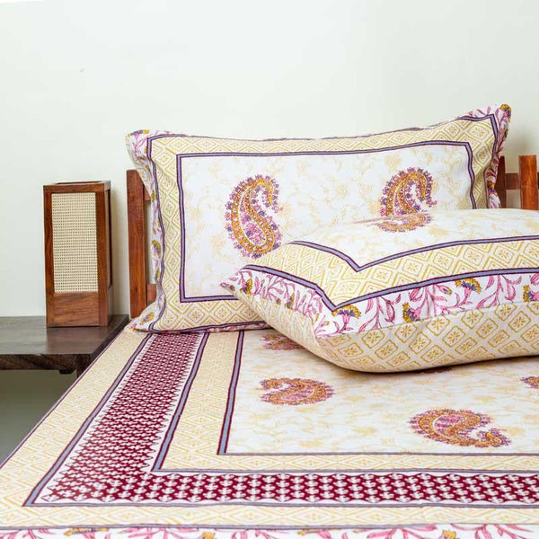 Buy Kritagya Ethnic Bedsheet - Yellow Bedsheets from Vaaree