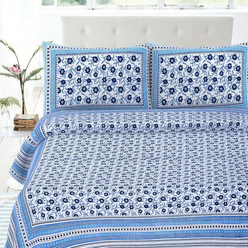 Buy Kundan Printed Bedsheet - Blue Bedsheets from Vaaree