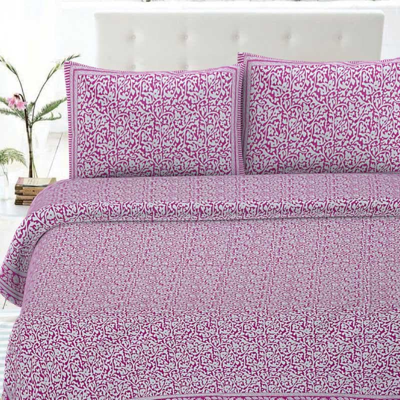 Buy Kunj Printed Bedsheet - Pink Bedsheets from Vaaree