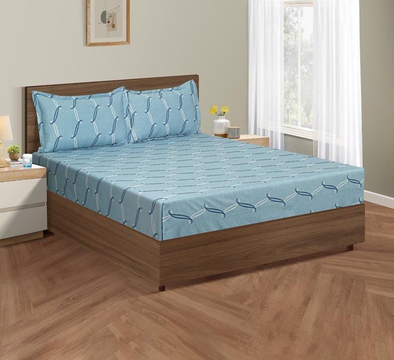 Buy Laksha Leaf Bedsheet - Blue Bedsheets from Vaaree