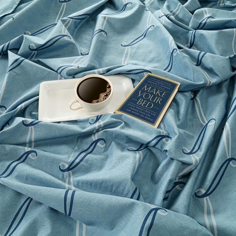 Bedsheets - Laksha Leaf Bedsheet - Blue