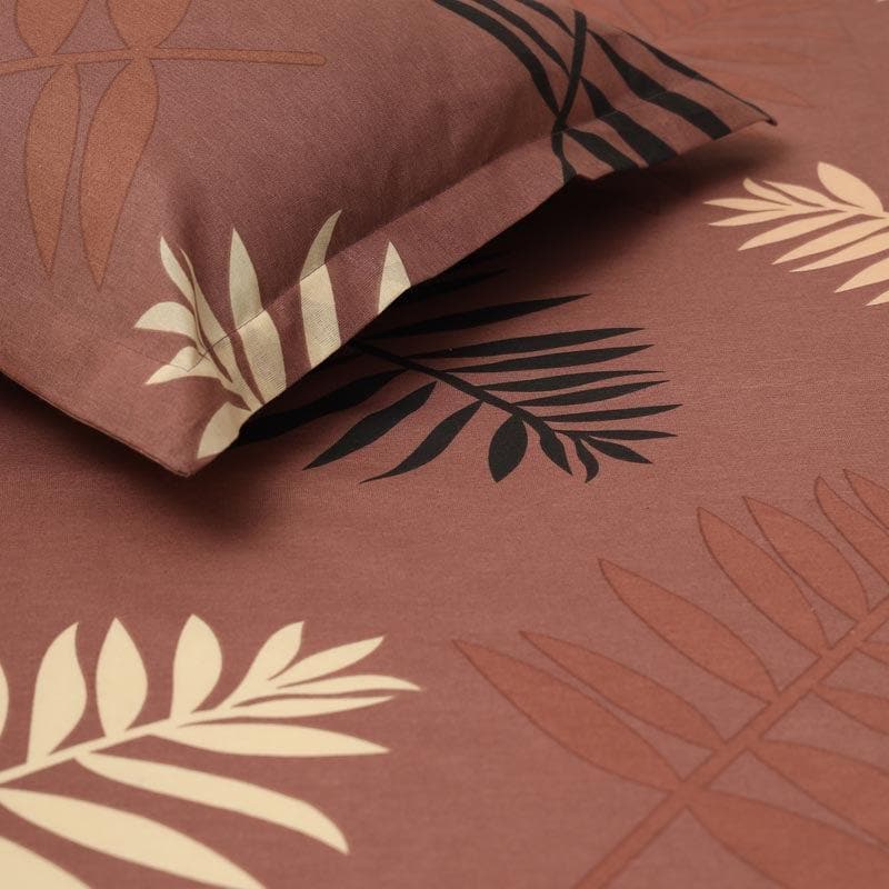 Bedsheets - Leaf Stamps Printed Bedsheet - Pink