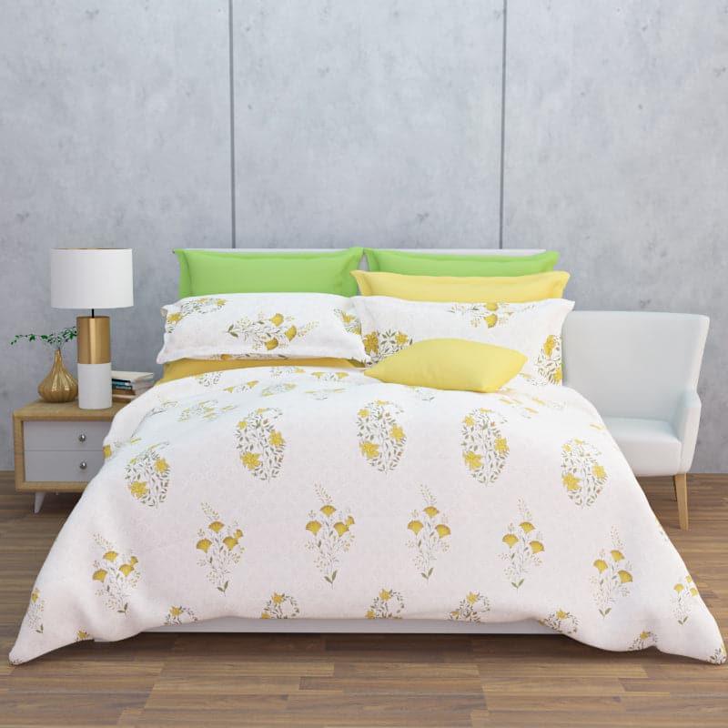 Buy Liah Floral Bedsheet - White & Yellow Bedsheets from Vaaree