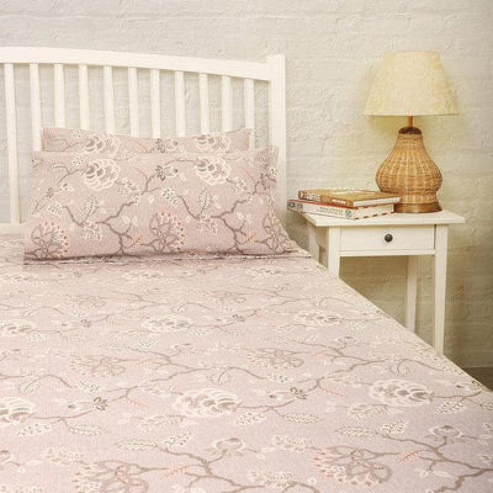 Bedsheets - Light Brown Floral Bedsheet