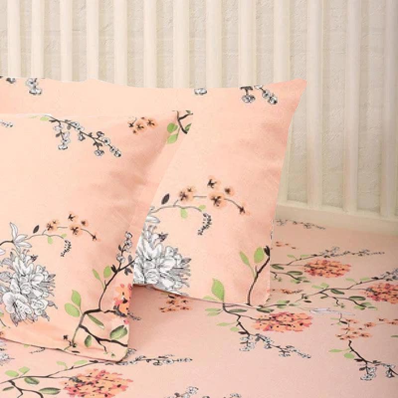 Buy Swayam Light Orange Floral Bedsheet - 180 TC || Super Soft Bedsheets from Vaaree