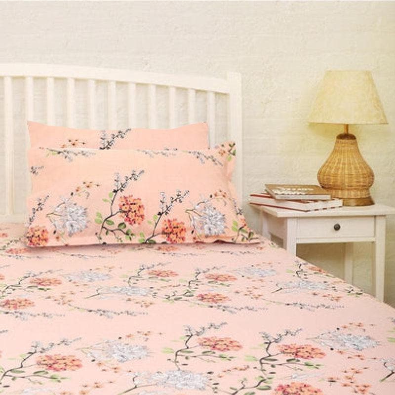 Buy Swayam Light Orange Floral Bedsheet - 180 TC || Super Soft Bedsheets from Vaaree