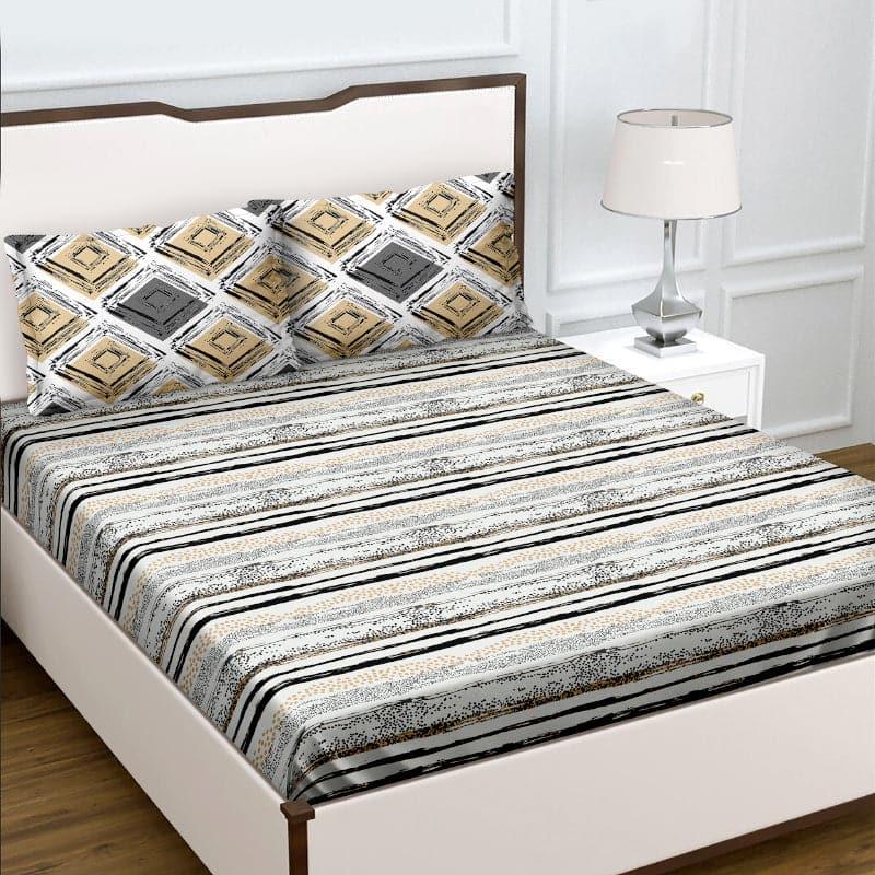 Buy Lovina Striped Bedsheet - Beige Bedsheets from Vaaree