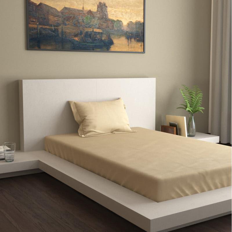 Buy Lush Lavish Solid Bedsheet - Khaki Bedsheets from Vaaree