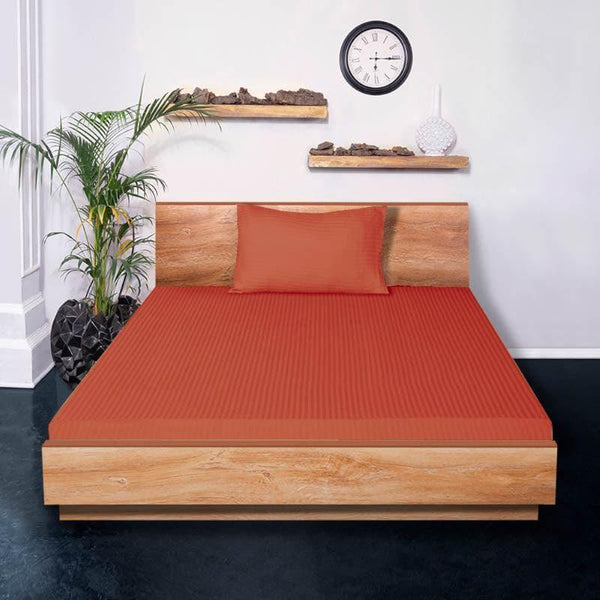 Bedsheets - Lush Lavish Solid Bedsheet - Rust