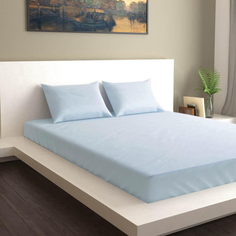 Buy Lush Lavish Solid Bedsheet - Sky Blue Bedsheets from Vaaree