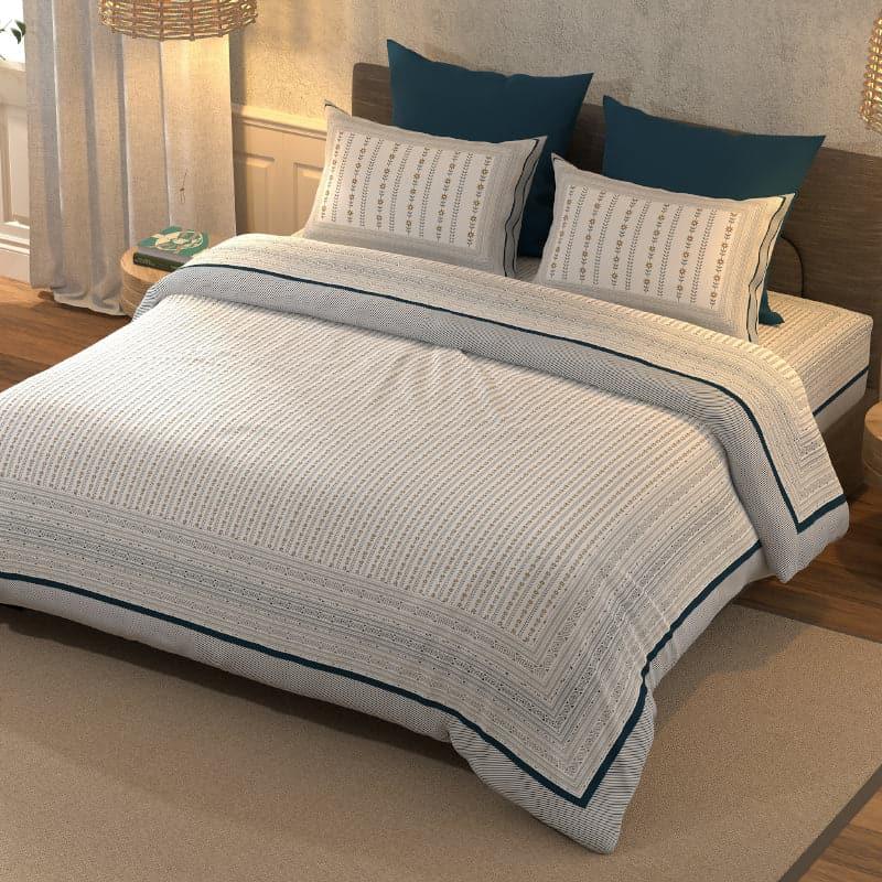 Bedsheets - Maatra Striped Bedsheet - Blue