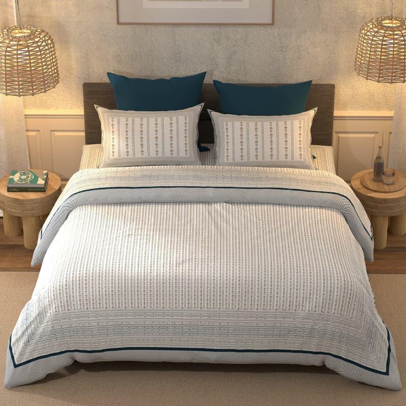 Bedsheets - Maatra Striped Bedsheet - Blue