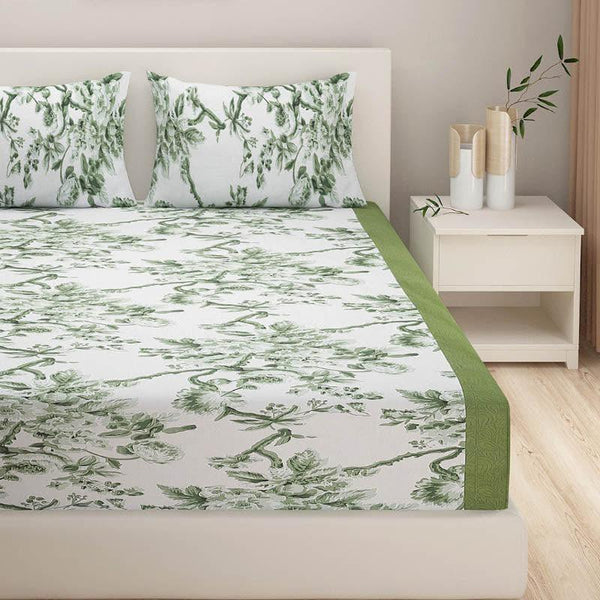 Bedsheets - Madhu Floral Bedsheet - Green
