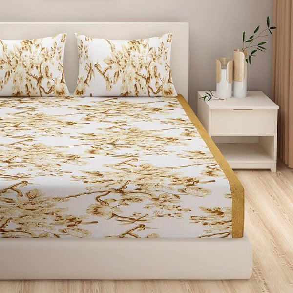 Bedsheets - Madhu Floral Bedsheet - Yellow