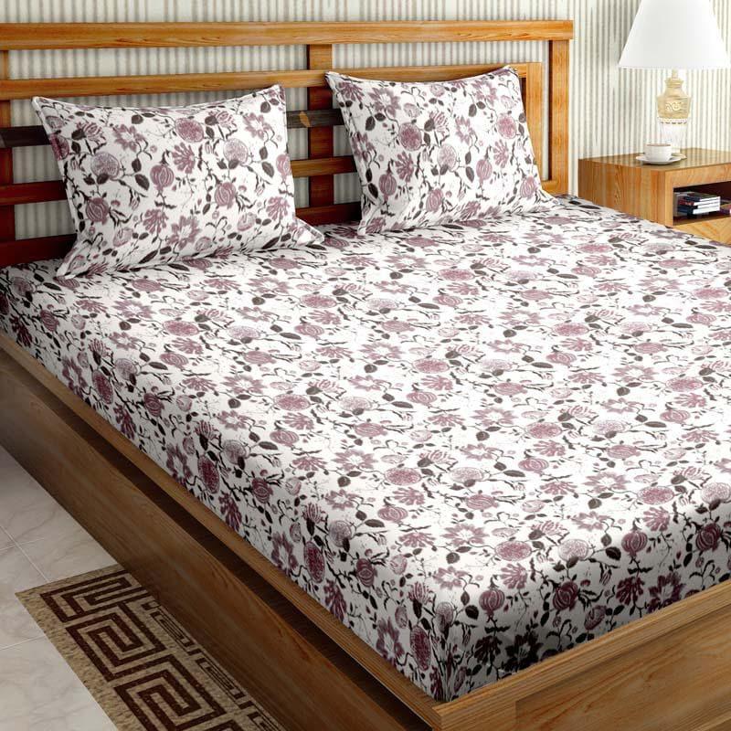 Buy Maegelle Floral Printed Bedsheet - White Bedsheets from Vaaree