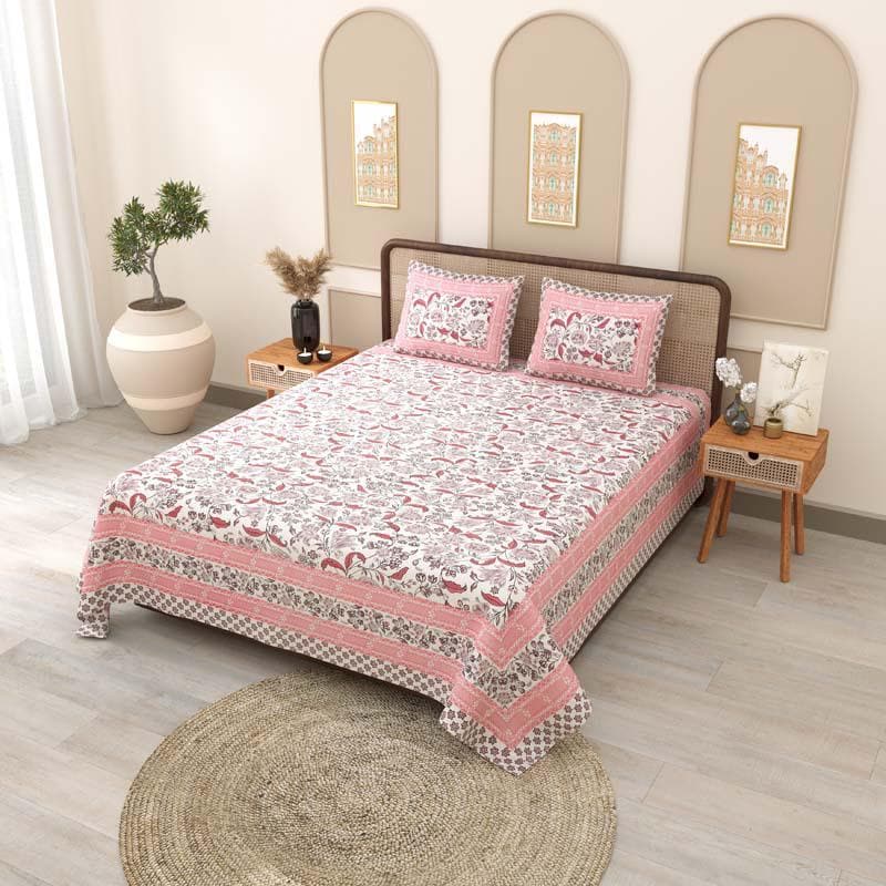 Buy Bedsheets - Mahika Printed Bedsheet - Pink at Vaaree online