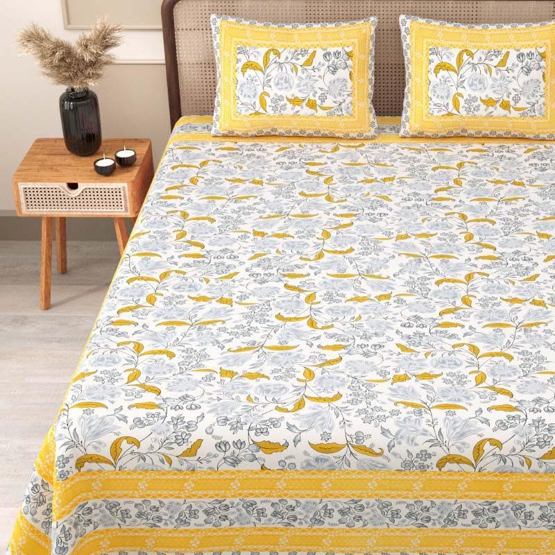 Buy Bedsheets - Mahika Printed Bedsheet - Yellow at Vaaree online