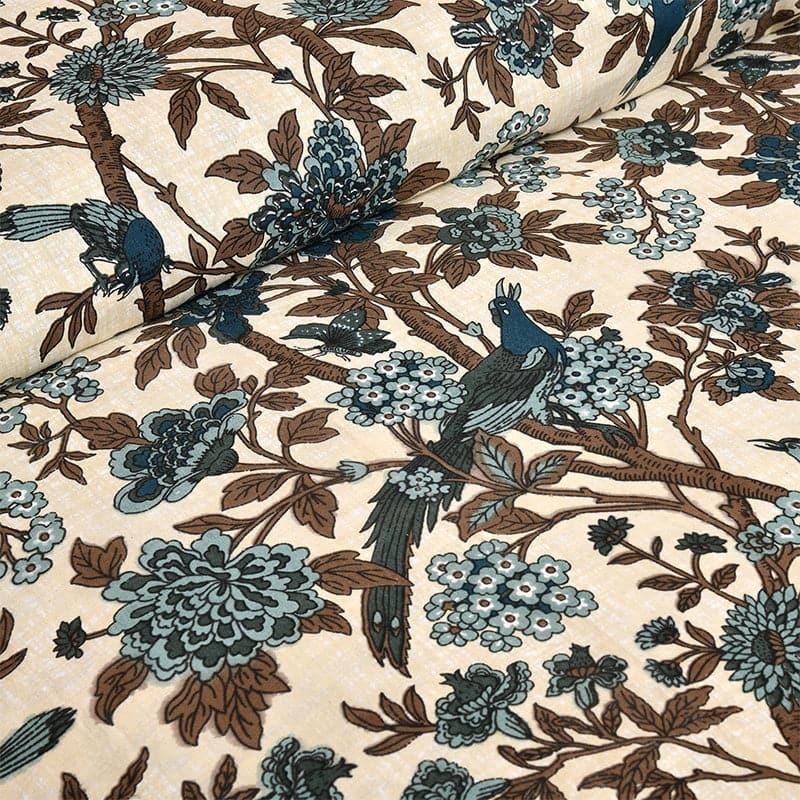 Bedsheets - Maitreya Floral Bedsheet - Blue & Beige