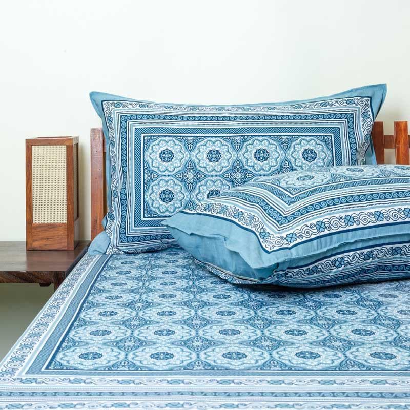 Buy Maitri Ethnic Bedsheet - Blue Bedsheets from Vaaree