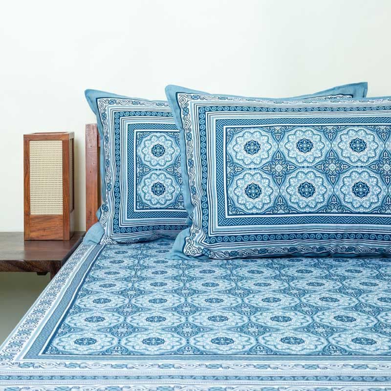 Buy Maitri Ethnic Bedsheet - Blue Bedsheets from Vaaree