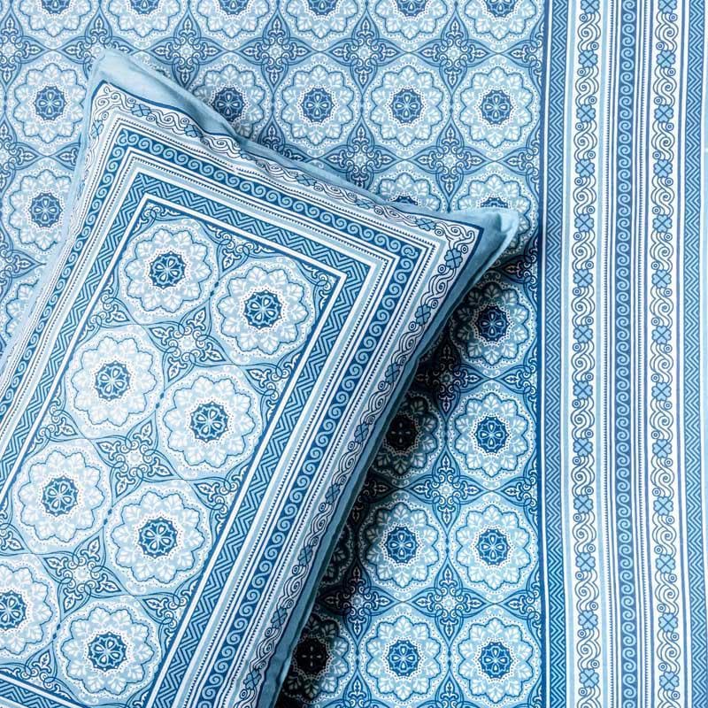 Buy Maitri Ethnic Bedsheet - Blue Bedsheets from Vaaree