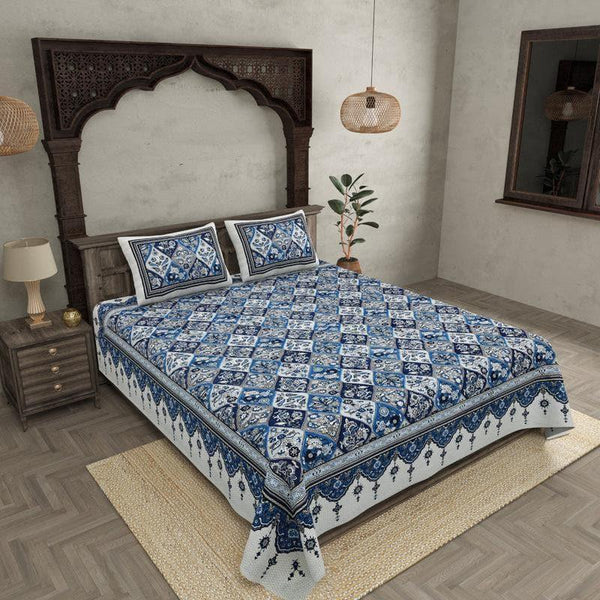 Buy Malini Ethnic Bedsheet - Blue Bedsheets from Vaaree