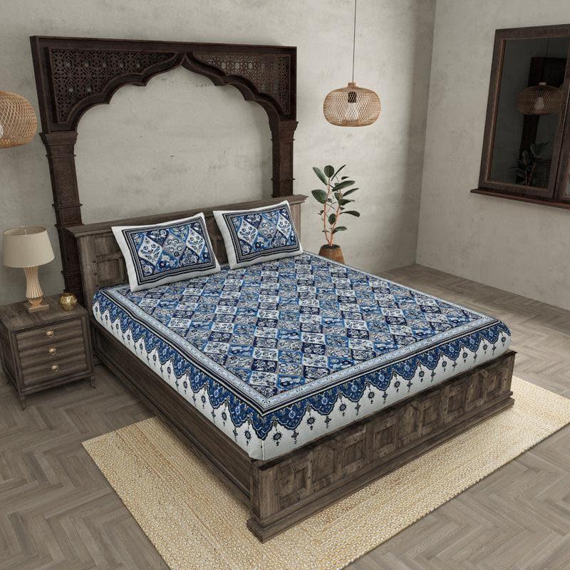 Buy Malini Ethnic Bedsheet - Blue Bedsheets from Vaaree