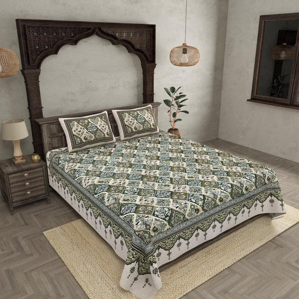 Buy Malini Ethnic Bedsheet - Green Bedsheets from Vaaree