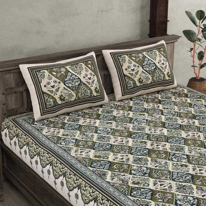 Buy Malini Ethnic Bedsheet - Green Bedsheets from Vaaree