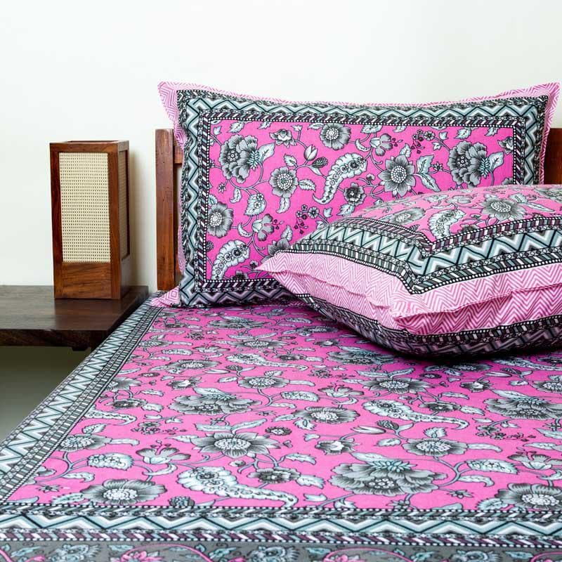 Buy Manjari Floral Printed Bedsheet - Pink Bedsheets from Vaaree