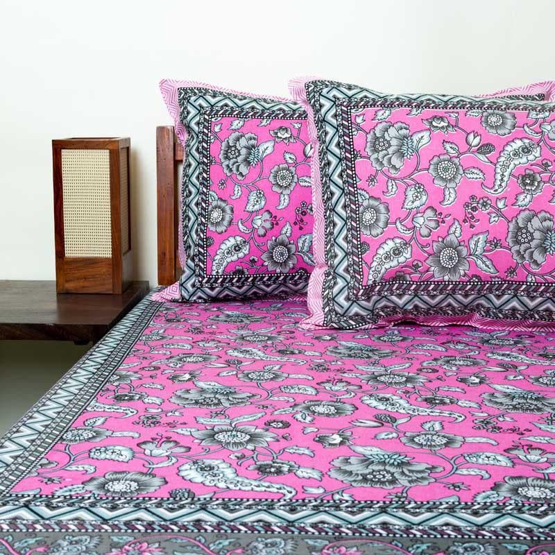 Buy Manjari Floral Printed Bedsheet - Pink Bedsheets from Vaaree