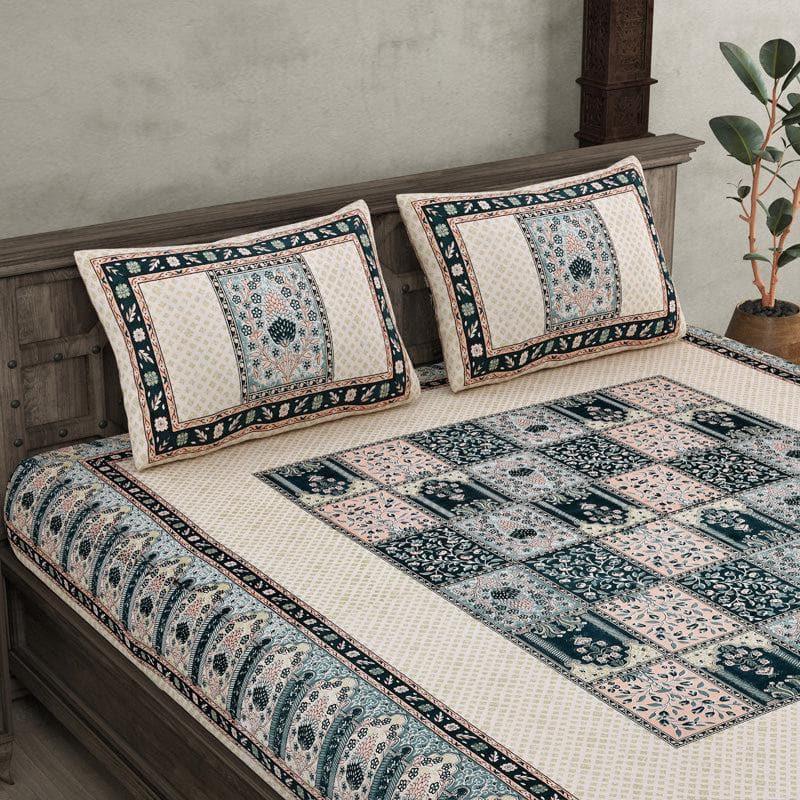 Bedsheets - Manjima Ethnic Bedsheet - Blue