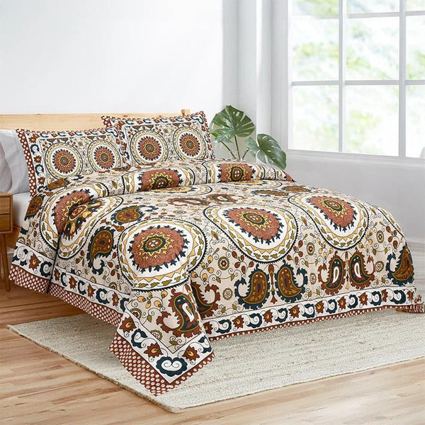 Buy Manya Floral Bedsheet - Brown & Beige Bedsheets from Vaaree