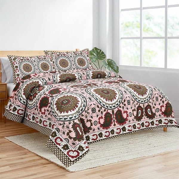 Buy Manya Floral Bedsheet - Brown & Pink Bedsheets from Vaaree