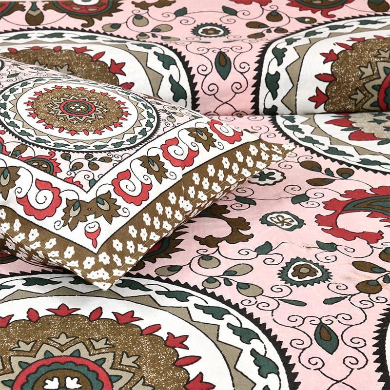 Buy Bedsheets - Manya Floral Bedsheet - Brown & Pink at Vaaree online