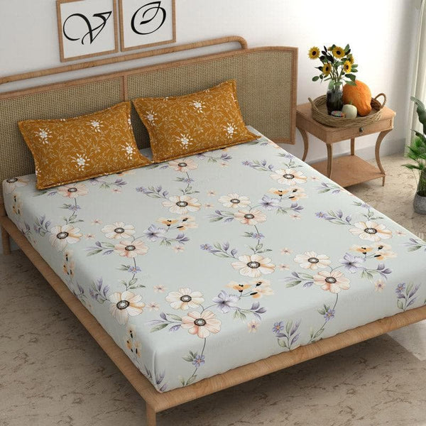 Buy Marney Floral Bedsheet - Blue Bedsheets from Vaaree