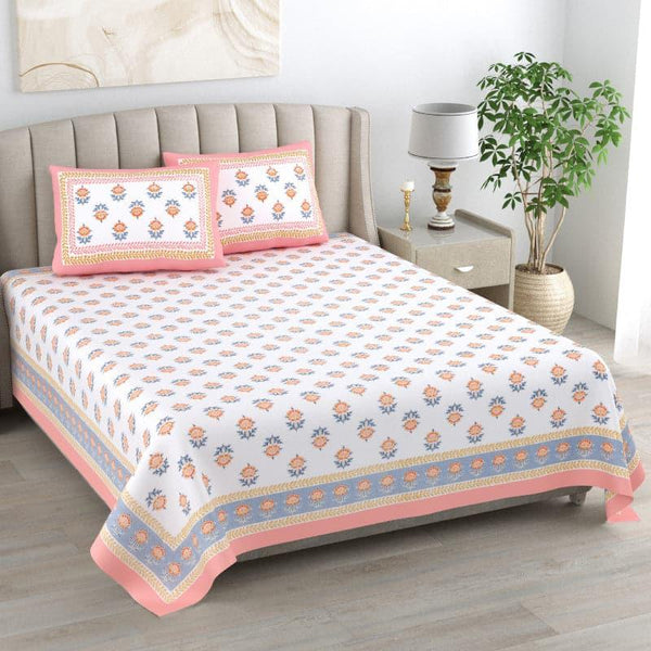 Buy Maya Printed Bedsheet - Peach Bedsheets from Vaaree