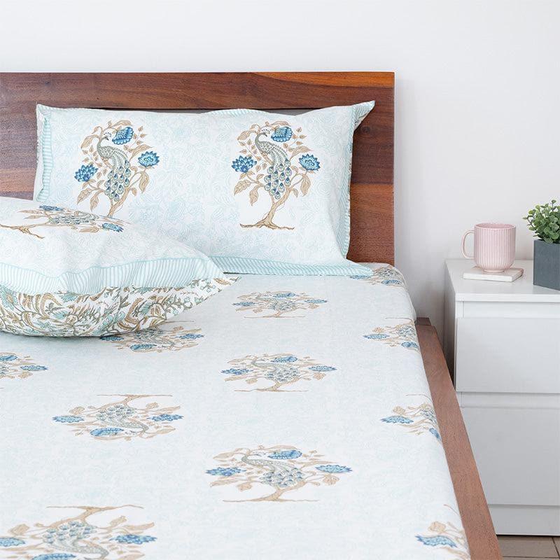 Buy Mayoor Ethnic Bedsheet - Light Blue Bedsheets from Vaaree